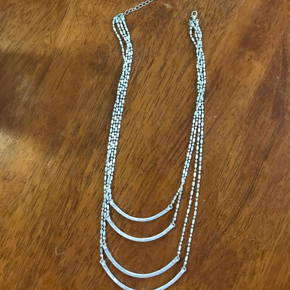 Silver layered necklace